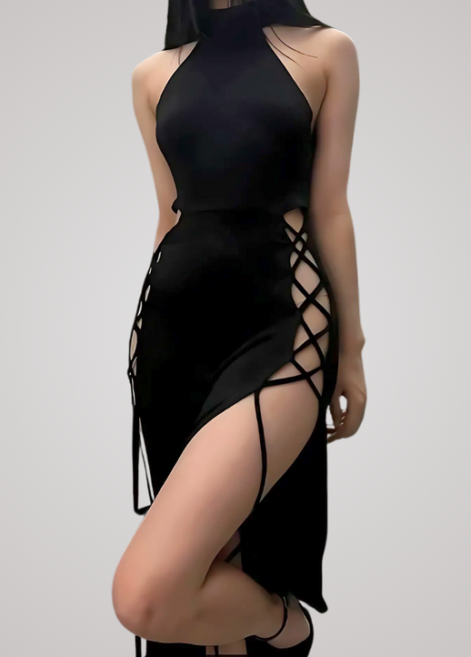 Gothanic High Split Sexy Bandage Women Dress - GD001