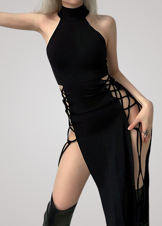 Gothanic High Split Sexy Bandage Women Dress - GD001