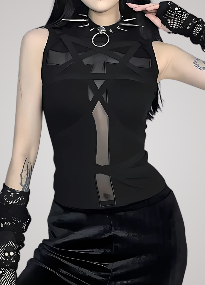 Gothanic Fairy Grunge Sheer Crop Top - GT020