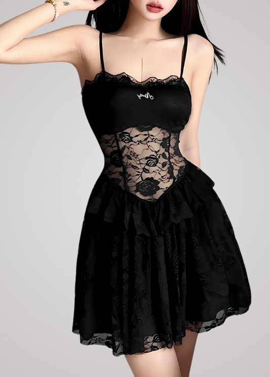 Gothanic Lace Strap Mini Dress - GD022