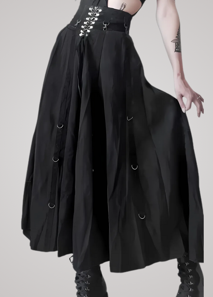 Gothanic Irregular A-line Buckle Skirt - GB012