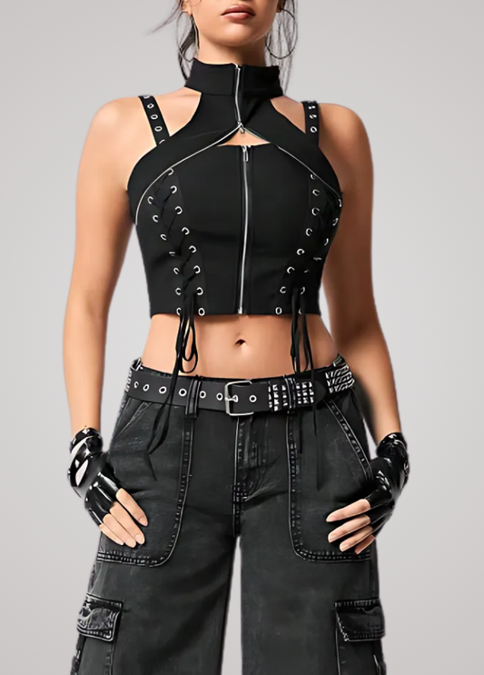 Gothanic Punk Halter Corset Vest - GT015
