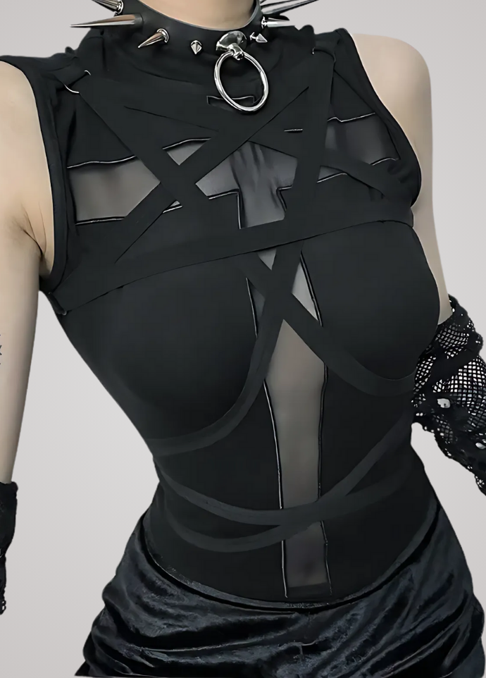 Gothanic Fairy Grunge Sheer Crop Top - GT020