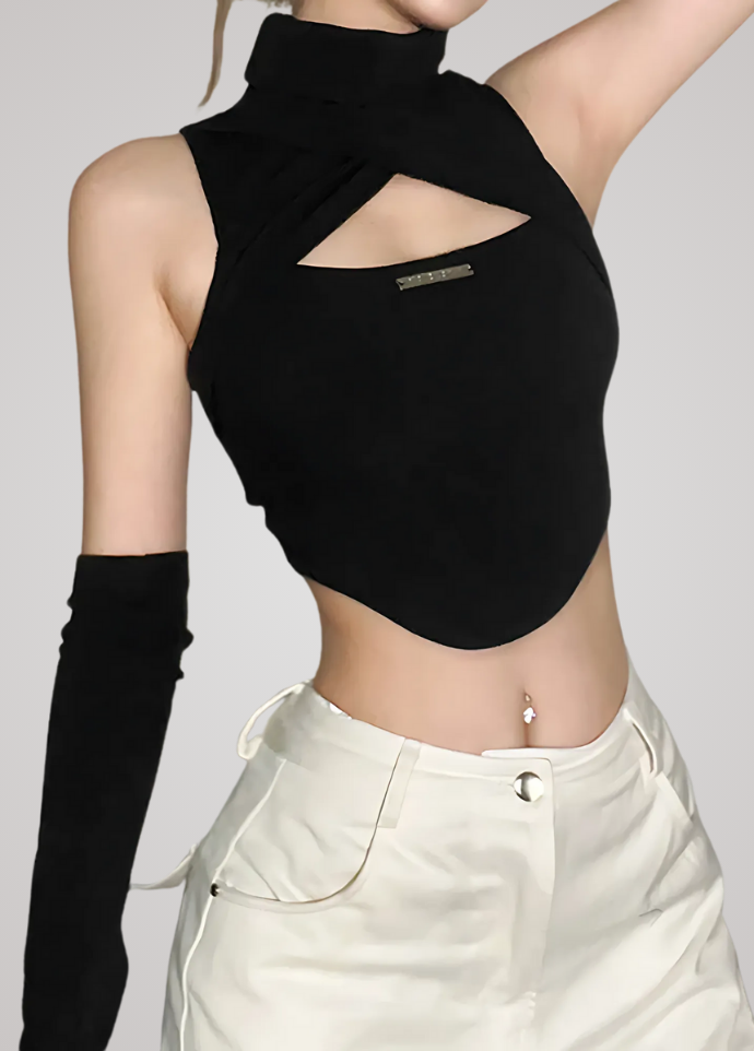 Gothanic E-girl Hollow Out Crop Top - GT021