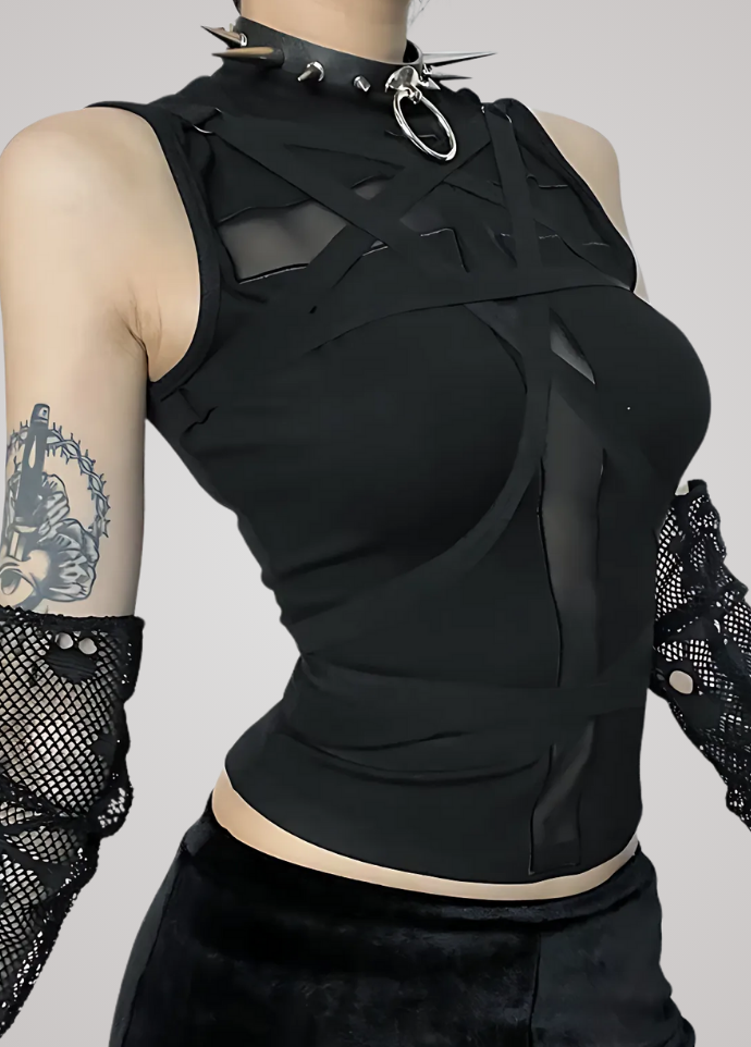 Gothanic Fairy Grunge Sheer Crop Top - GT020