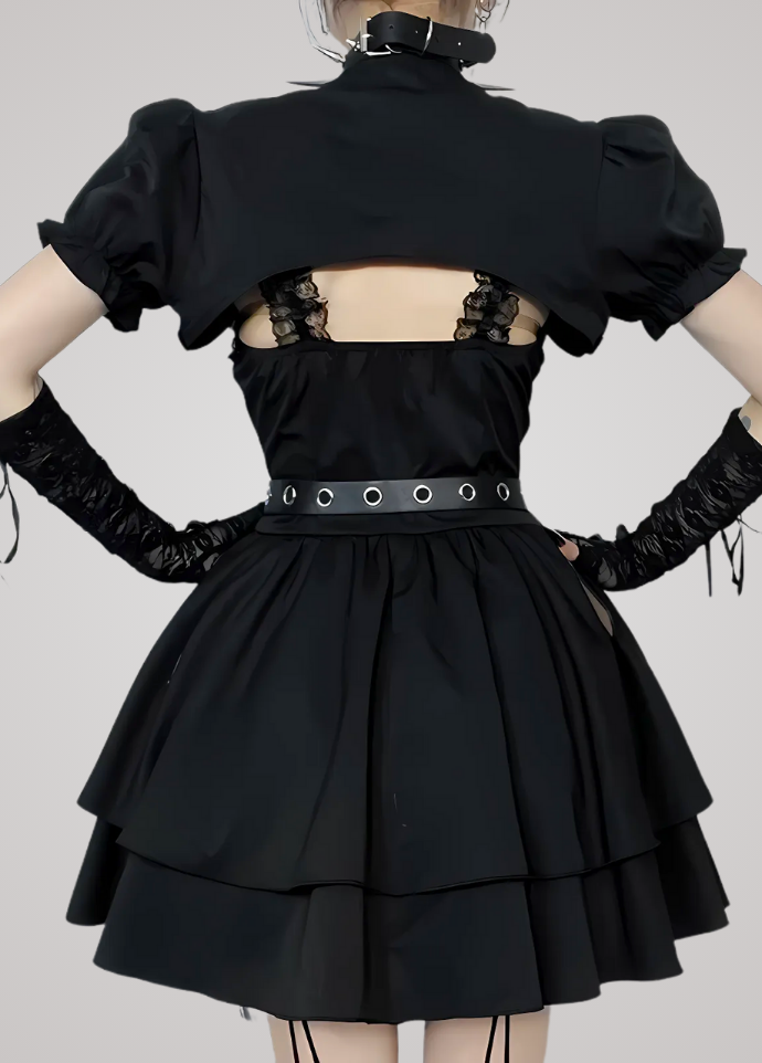 Gothanic Lolita Lace Ruffle Dress - GT017