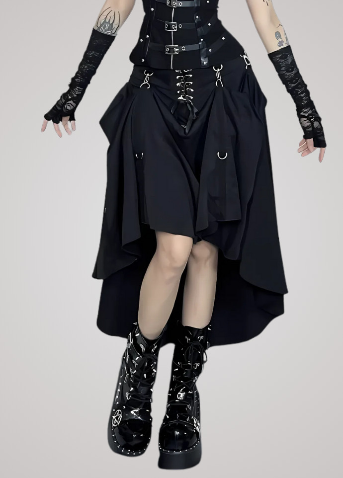 Gothanic Irregular A-line Buckle Skirt - GB012