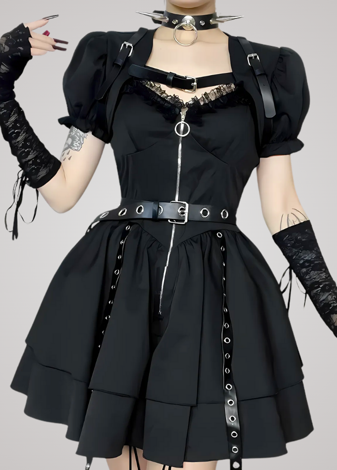 Gothanic Lolita Lace Ruffle Dress - GT017