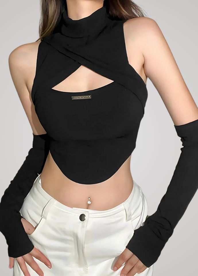 Gothanic E-girl Hollow Out Crop Top - GT021