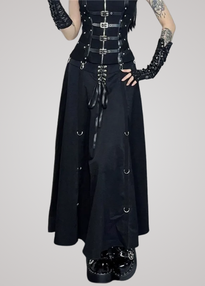 Gothanic Irregular A-line Buckle Skirt - GB012