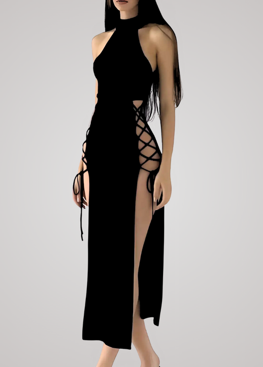 Gothanic High Split Sexy Bandage Women Dress - GD001