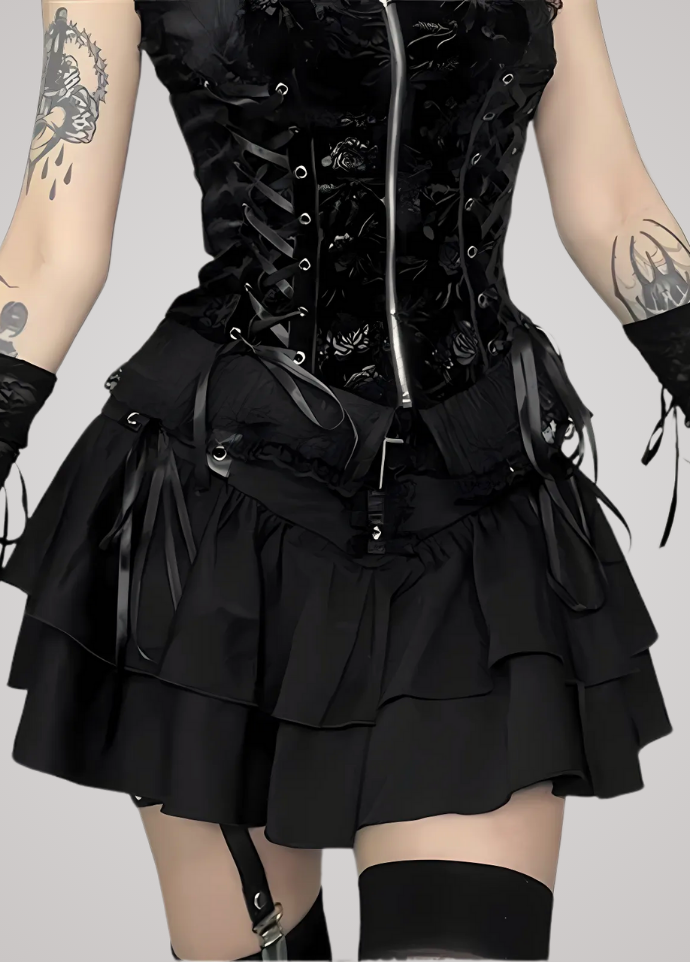 Gothanic Cross Pleated Skirt - GB004