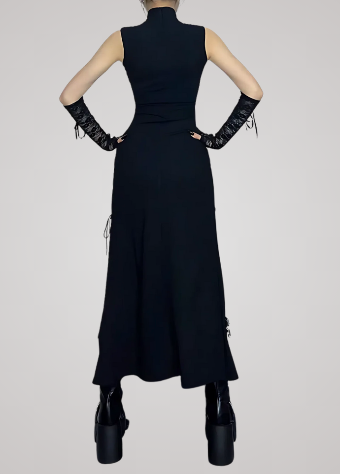 Gothanic Sheer Patchwork Maxi Dress - GD010