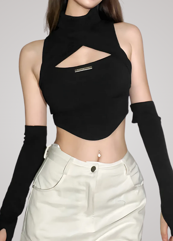 Gothanic E-girl Hollow Out Crop Top - GT021
