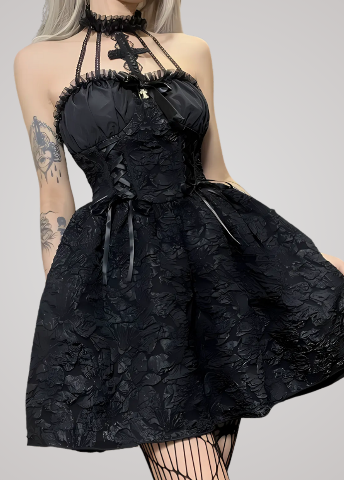Gothanic Jacquard A-line Halloween Dress - GD006