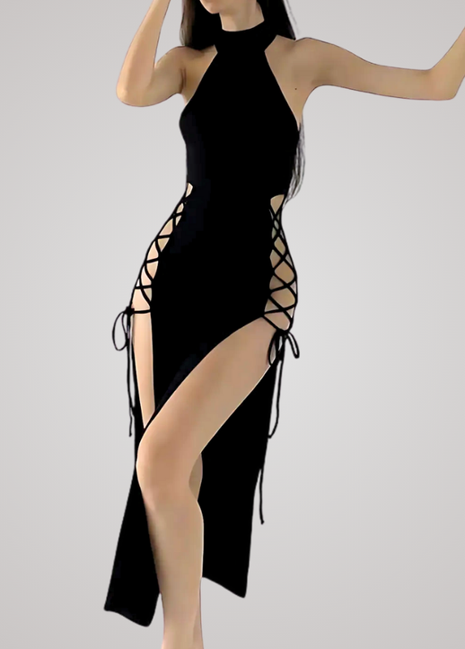 Gothanic High Split Sexy Bandage Women Dress - GD001