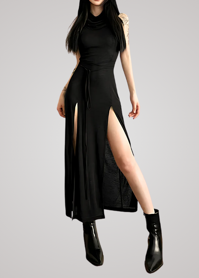 Gothanic Cyber Hooded Midi Dress - GD003