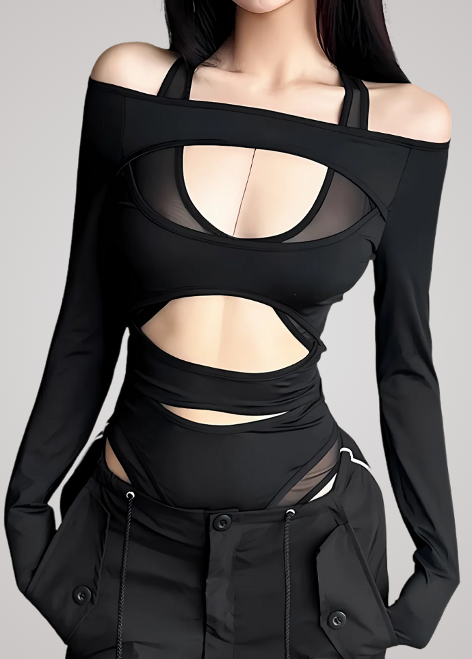 Gothanic Hollow Out Bodysuit - GS008